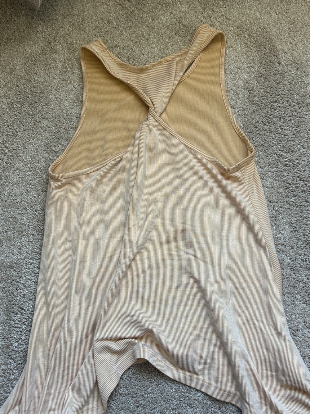 BCBGeneration Ribbed Racerback Tank Top in Beige